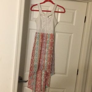 Multi coloured hi to low dress